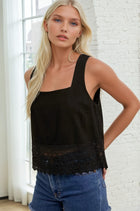 Crochet Trim Square Neck Tank