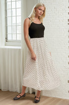 Pleated Dot Midi Dress - Black