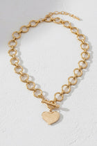 Hammered Heart Front Toggle Necklace - Gold