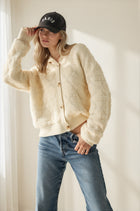 Fuzzy Knit Hoodie Button Down Cardigan