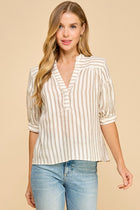 Striped Puff Sleeve Blouse