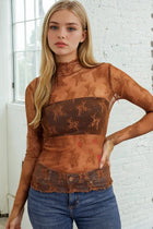 Lace Long Sleeve With Thumb Holes - Tobacco