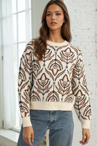 Beige/Taupe Flower Sweater