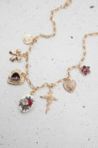 3. Heart Flower Bow Cross Charm Necklace