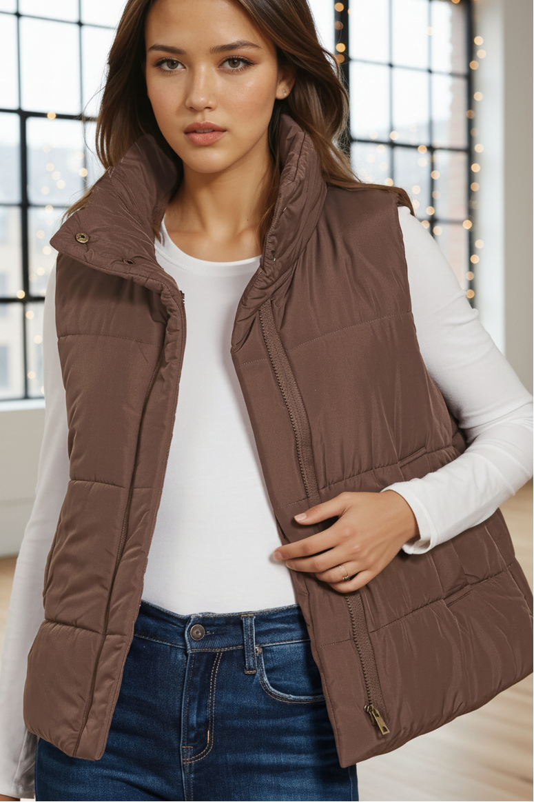 Puffer Vest - Brown