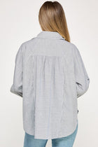 Striped Long Sleeve Button Up Top