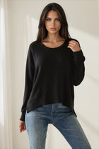 Round Scoop Neck Knit Long Sleeve Top