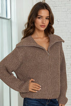 Full Zip Sweater - Brown