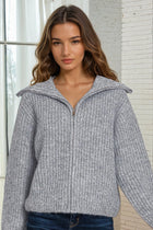 Full Zip Sweater - Heather Grey