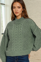 Cable Knit Soft Sweater - Ash Jade