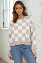 Checkered Sweater - Taupe