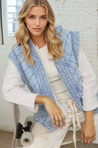 Washed Denim Quilted Shawl Vest