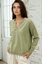Notched V-Neck Sweater