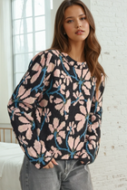 Mock Neck Flower Sweater