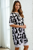 Geometric Sweater Dress - Black