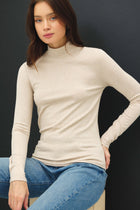 Mock Neck Long Sleeve Top - Oatmeal