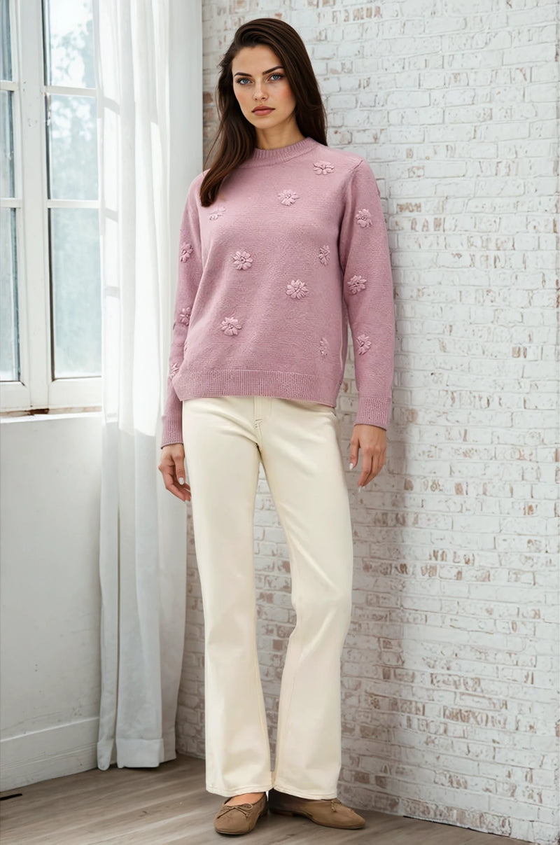 Embroidered Flower Sweater