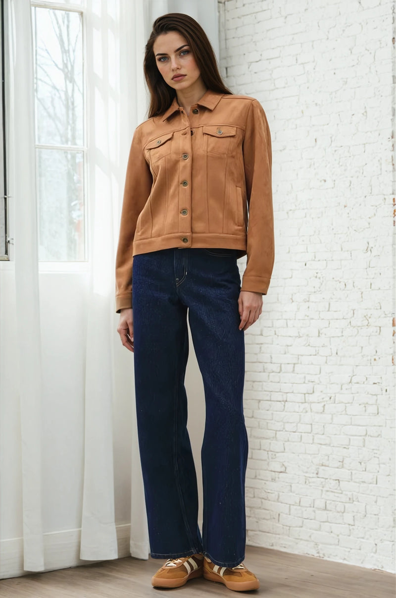 Caramel Faux Suede Jacket