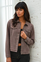 Faux Suede Jacket -  Charcoal