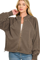 Fleece Zip Up Hoodie W Pockets - Espresso
