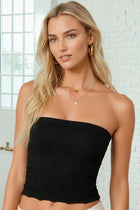 Lace Textured Tube Top - Black