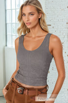 Reversible Lace Crop Tank - Gray