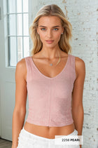 Reversible Lace Crop Tank - Pearl Blush