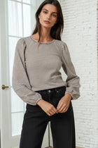 Mini Stripe Bubble Sleeve Top - Oatmeal