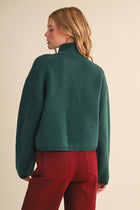 Floral Zip Up Sweater Cardigan - Pine Green