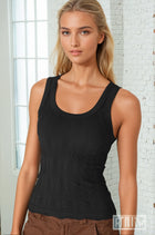 Textured Lace Tank - Black