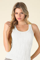 Textured Lace Tank - White