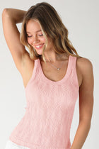 Textured Lace Tank - Icy Pink