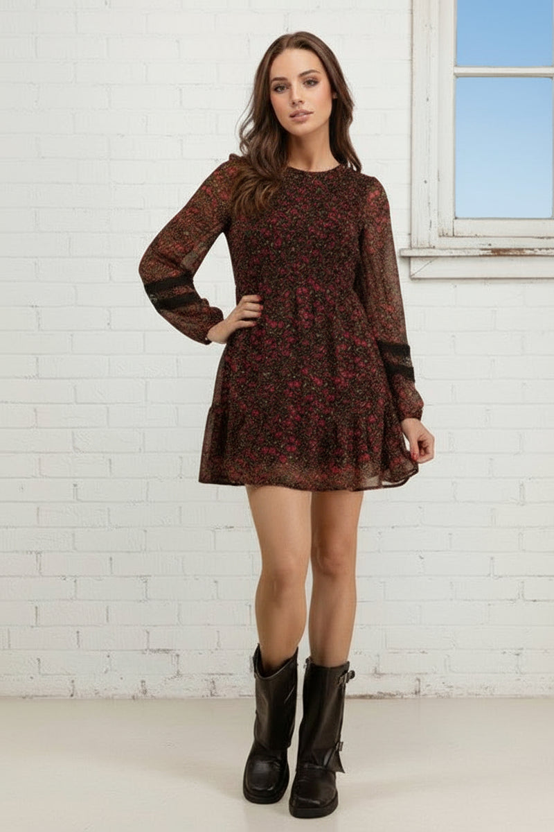 Lace Trim Smocked Dress