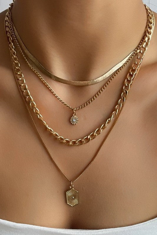 4. Sunblast Multi Layer Charm Necklace