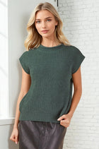 Ribbed Knit Sweater Vest - Green