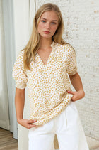Jacquard Dot Print Puff Sleeve Blouse