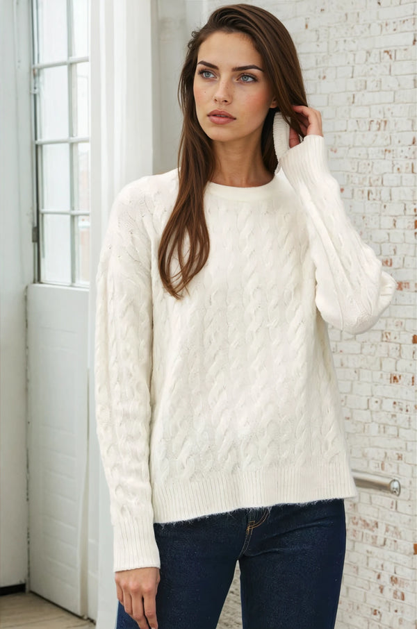 Ultra Soft Cable Sweater - Cream