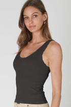 Reversible Scallop Edge Tank Top - Black