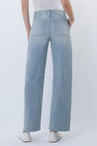 Katie High Rise Striped Raw Hem Crop Barrel Jeans