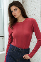 Fitted Ribbed Sweater - Maroon