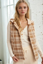 Contrast Hoodie Plaid Vest