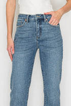 Jeni Tummy Control Cuffed Straight Leg Jeans - Medium Wash