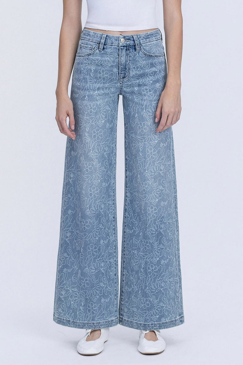 Olivia High Rise Floral Print Wide Leg Jeans – shop hey daisy!