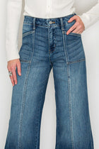 Frankie Tummy Control Wide Leg Jeans with Seam - Dark Wash