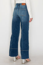 Frankie Tummy Control Wide Leg Jeans with Seam - Dark Wash