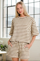 Textured Knit Striped Shorts