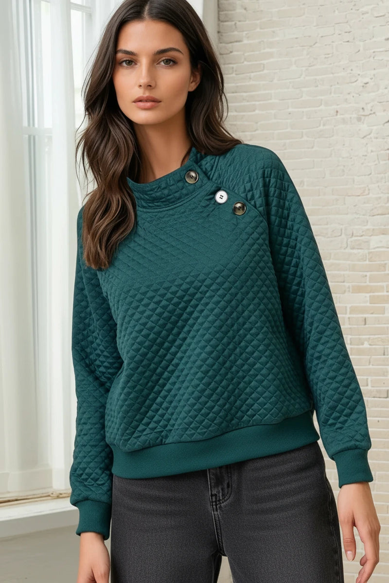 Quilted Mock Neck Sweatshirt