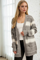 Striped Open Sweater Cardigan