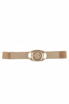 Oval Buckle Elastic Waist Belt - Khaki