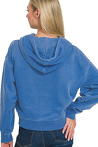 Half Zip Front Pocket Hoodie - Classic Blue